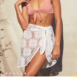 Lulus white sheer lace coverup wrap skirt